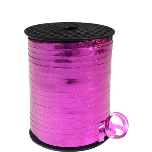 Hot Pink Holographic Curling Balloon Ribbon