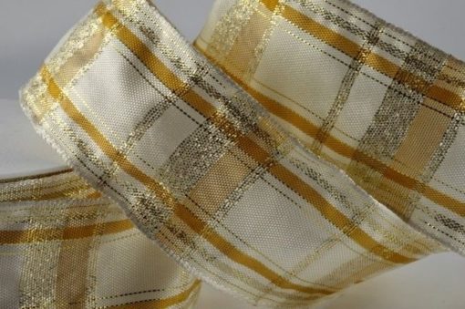 Gold Tartan 40mm Ribbon