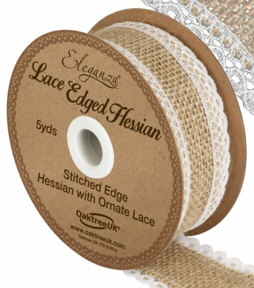 Woven Lace Edge Hessian Ribbon