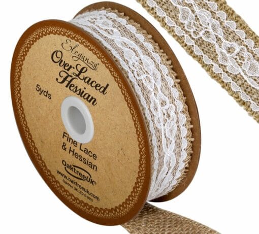 Woven Hessian Overlaced Wedding Ribbon