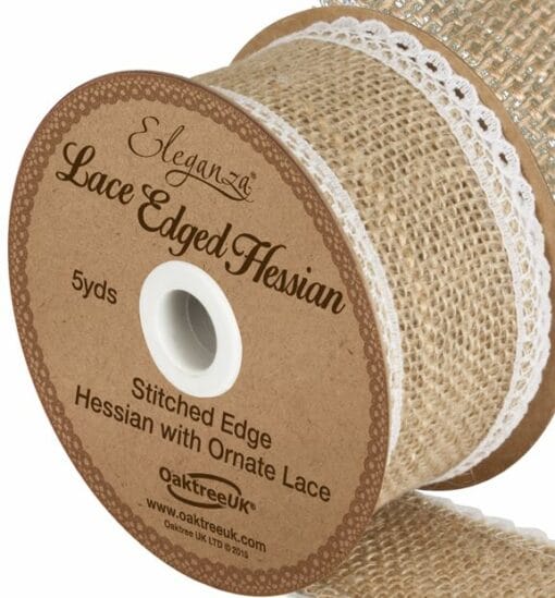 Woven Lace Edge Hessian Ribbon