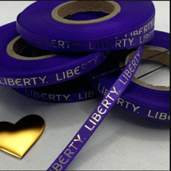 Purple Printed Ribbon With Logo Printed Repeated