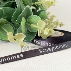 Charcoal Printed Ribbon With A White Branded Logo Print