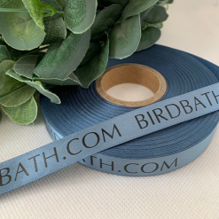 Steel Blue Greyish Blue Ribbon With A Black Logo Print For My Business